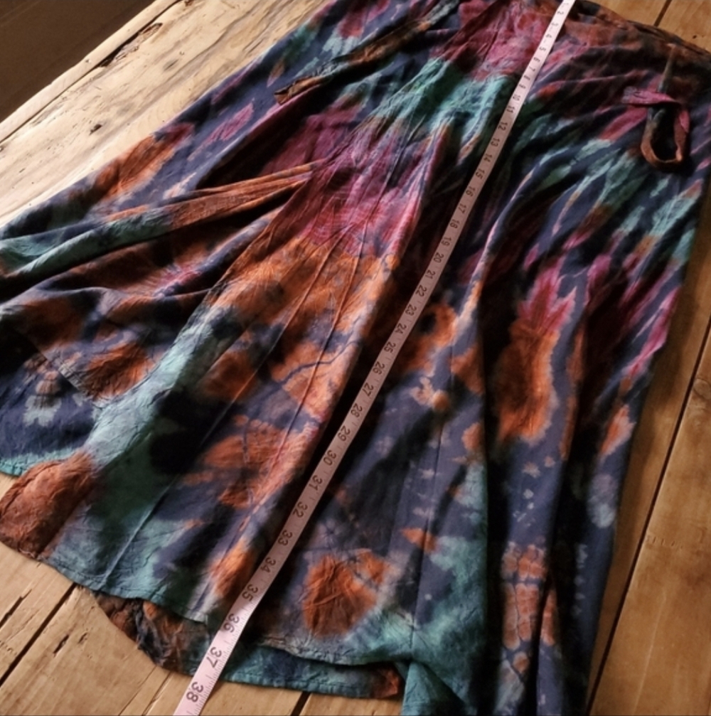 Gypsy Rose Tie Dye Wrap Maxi Flowy Boho Gypsy Festival Summer Skirt - Picture 4 of 12